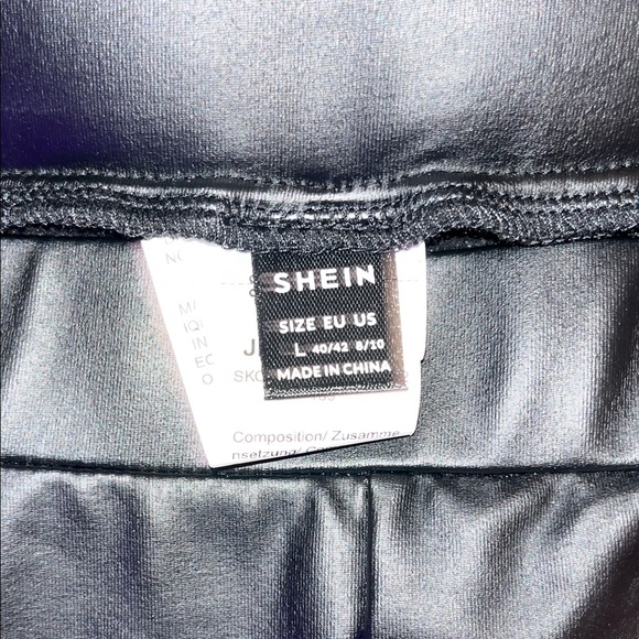 Womans 2 Black and  1 Silver faux leather leggings, stretch, elastic, long pants - Picture 6 of 7